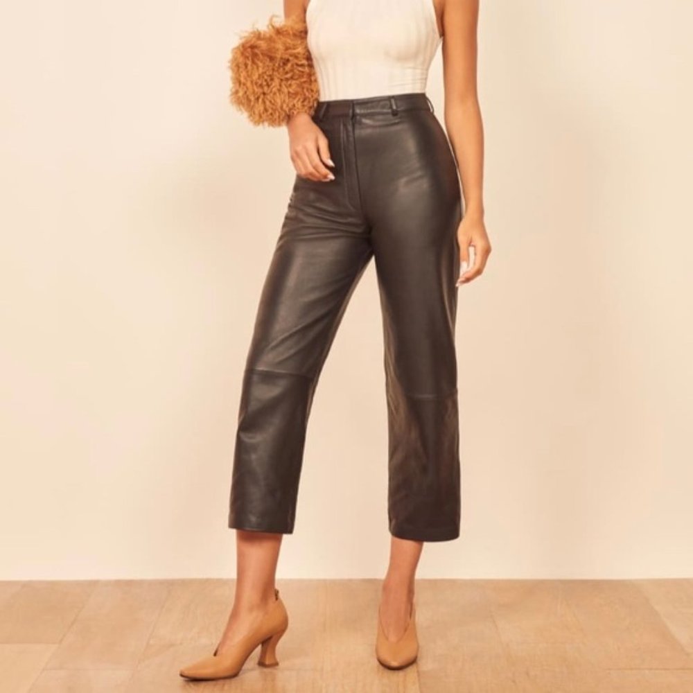 Veda x Reformation vegan leather cropped pants 0